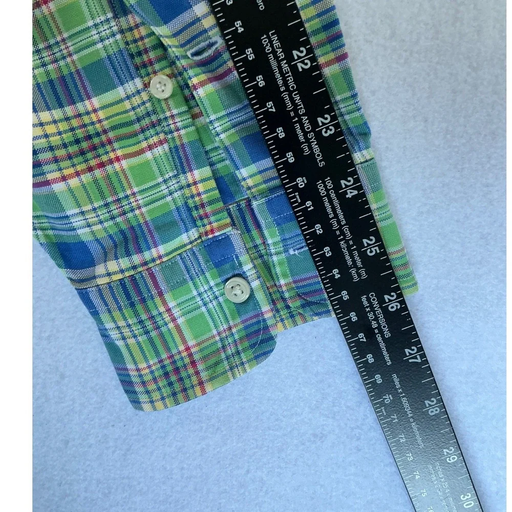 Ralph Lauren Button Down Shirt Mens 2XB Green Blue Plaid Classic Fit Long Sleeve